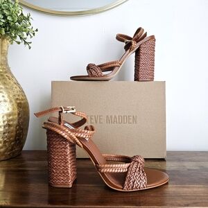 Steve Madden Tan Braided Block Heels